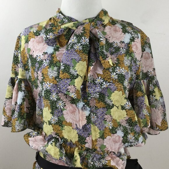 Rokh Silk Split Floral Asymmetrical Dress 4-6 - Picture 9 of 13